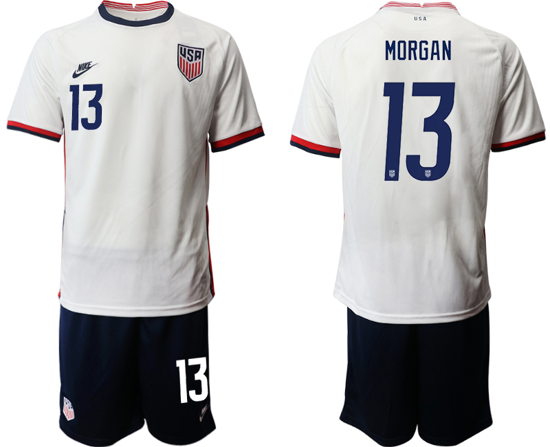 Men 2020-2021 Season National team United States home white #13 Soccer Jersey1